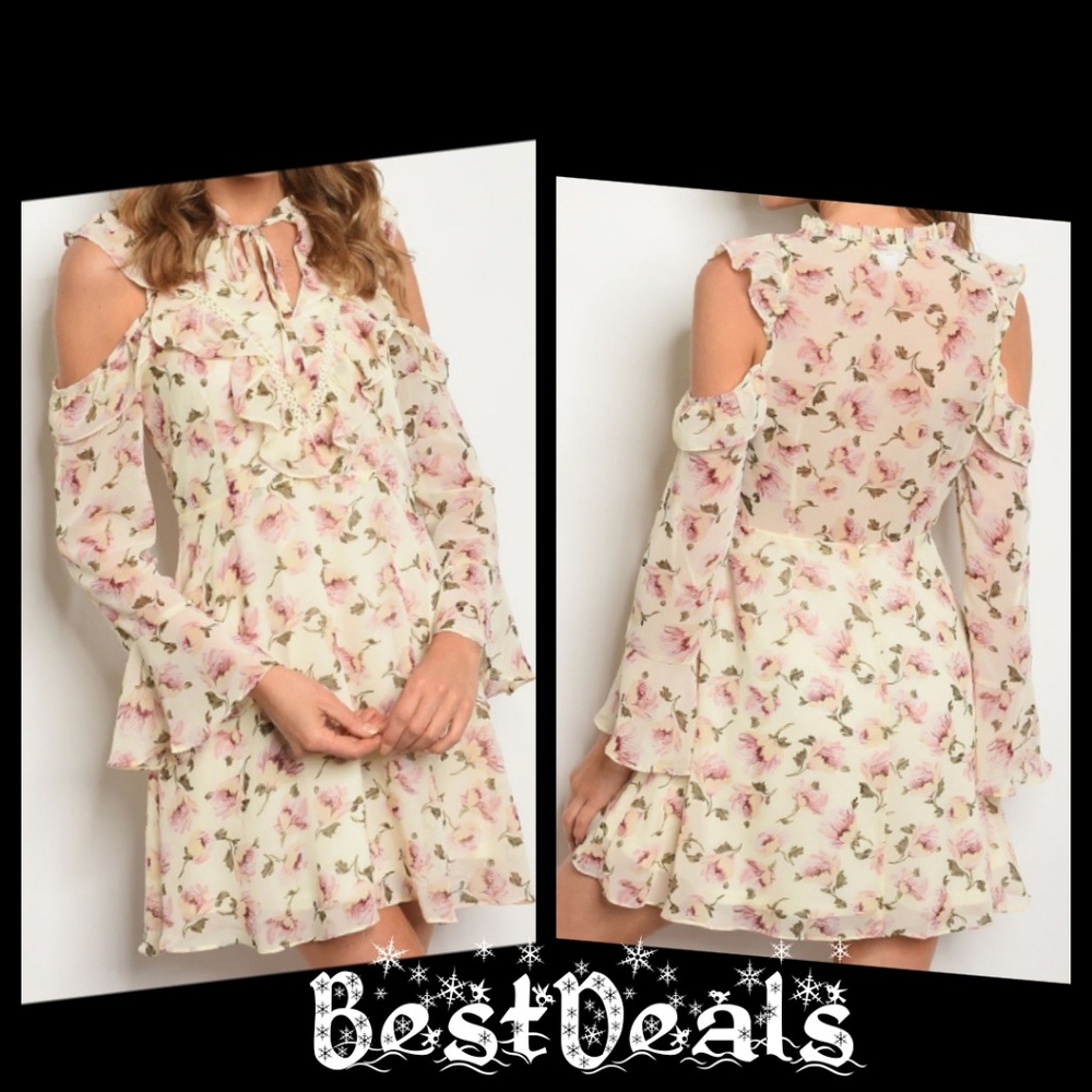 💋New... Beautiful /CREAM FLORAL DRESS-101 - Picture 2 of 3